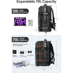 70L Travel Backpack With Vacuum Compression System | 70L Vacuum Backpack, 2 Detachable Tpu Bags, Tsa Lock, Fits 16" Laptop, Water-Resistant Travel & Business