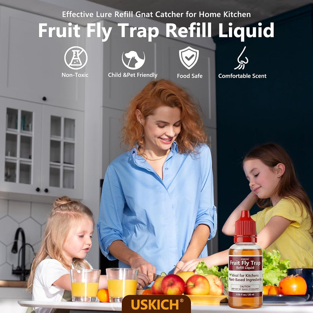 10 Pack Fruit Fly Trap Refill Liquid, 0.68Oz/ Bottle, Liquid Fly Traps Refill For Indoors,Effective Lure Refill Gnat Catcher For Home Kitchen Use,Non Toxic Safe Near Food