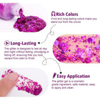 10 Colors Body Glitter,Face Glitter Makeup for Kids Women,Sparkly Chunky Hair Glitter for Eye Lip Hair Nails,Mardi Gras Glitter Makeup Face Paint,Singer Concerts Disco Rave Festival Accessories