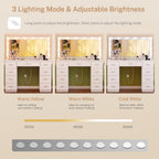 Fioneso 46" Vanity Desk With Glass Top & Lights Mirror, 3 Adjustable Lighting Color, Makeup Vanity With 9 Drawers And 12 Led Lights, Dressing Table For Bedroom, Vanity For Girls, White