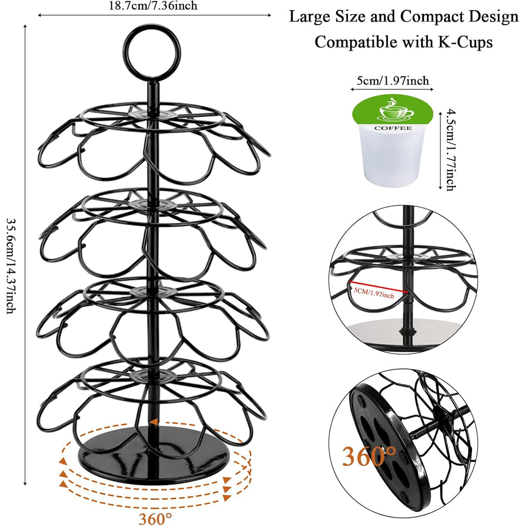 Kimiup Coffee Pod Holder, K Cup Organizer Compatible With K-Cups(36 Pods), Kitchen Detachable Coffee Pod Organizer For Countertop, Spins 360-Degrees