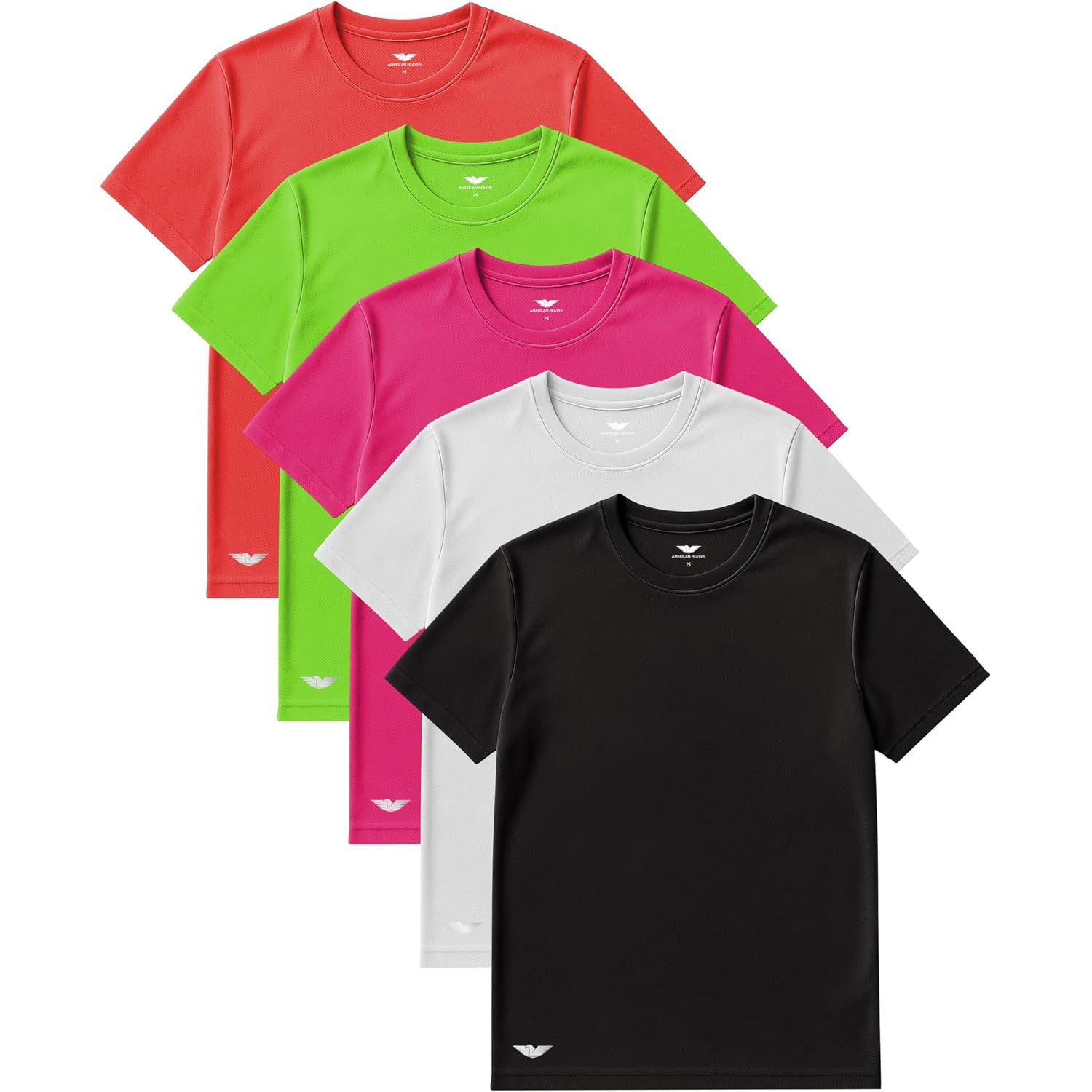 American Heaven Men'S Short Sleeve Work Out Crew Neck Mesh T-Shirts | Dry Fit Active Athletic Gym Tops | Multi Packs Colors