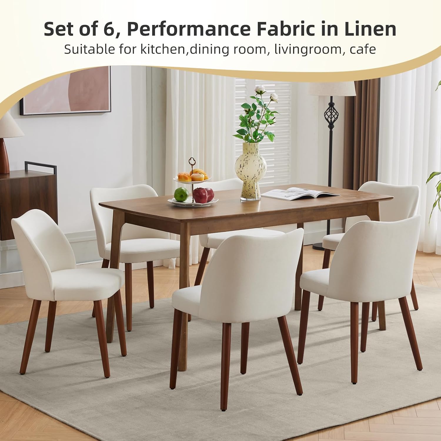 Garveehome Wooden Dining Chair Set Of 4 Upholstered Fabric Dining Chair