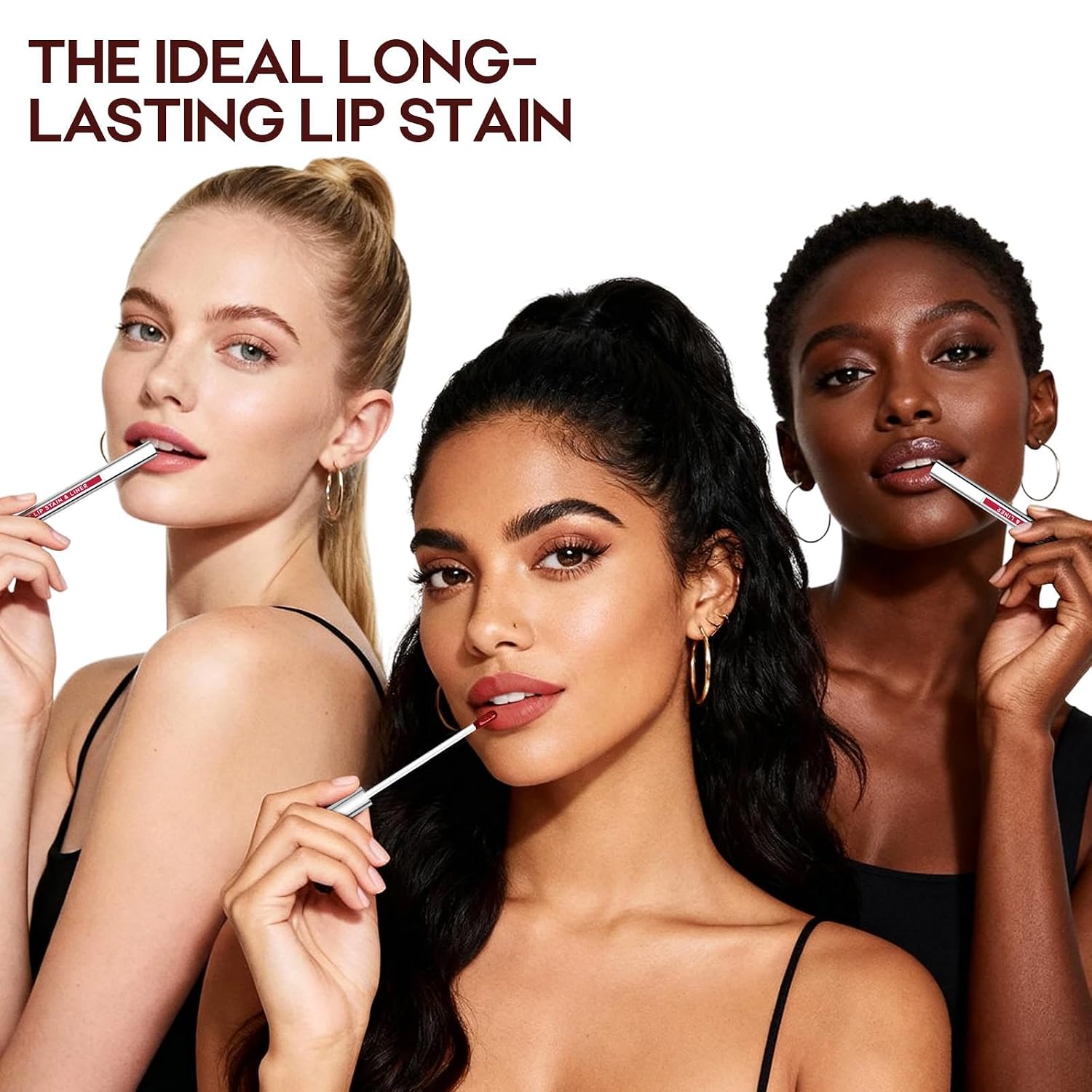 3Pcs Lip Stain Peel Off Set With Tweezer, Peel Off Lip Liner Stain Long Lasting Waterproof, Matte Lip Tattoo Tint Transfer Proof, Highly Pigmented Color Lip Makeup(#809+810+811)