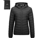 Outdoor Ventures Women'S Packable Lightweight Full-Zip Puffer Jacket With Hood Quilted Winter Coat