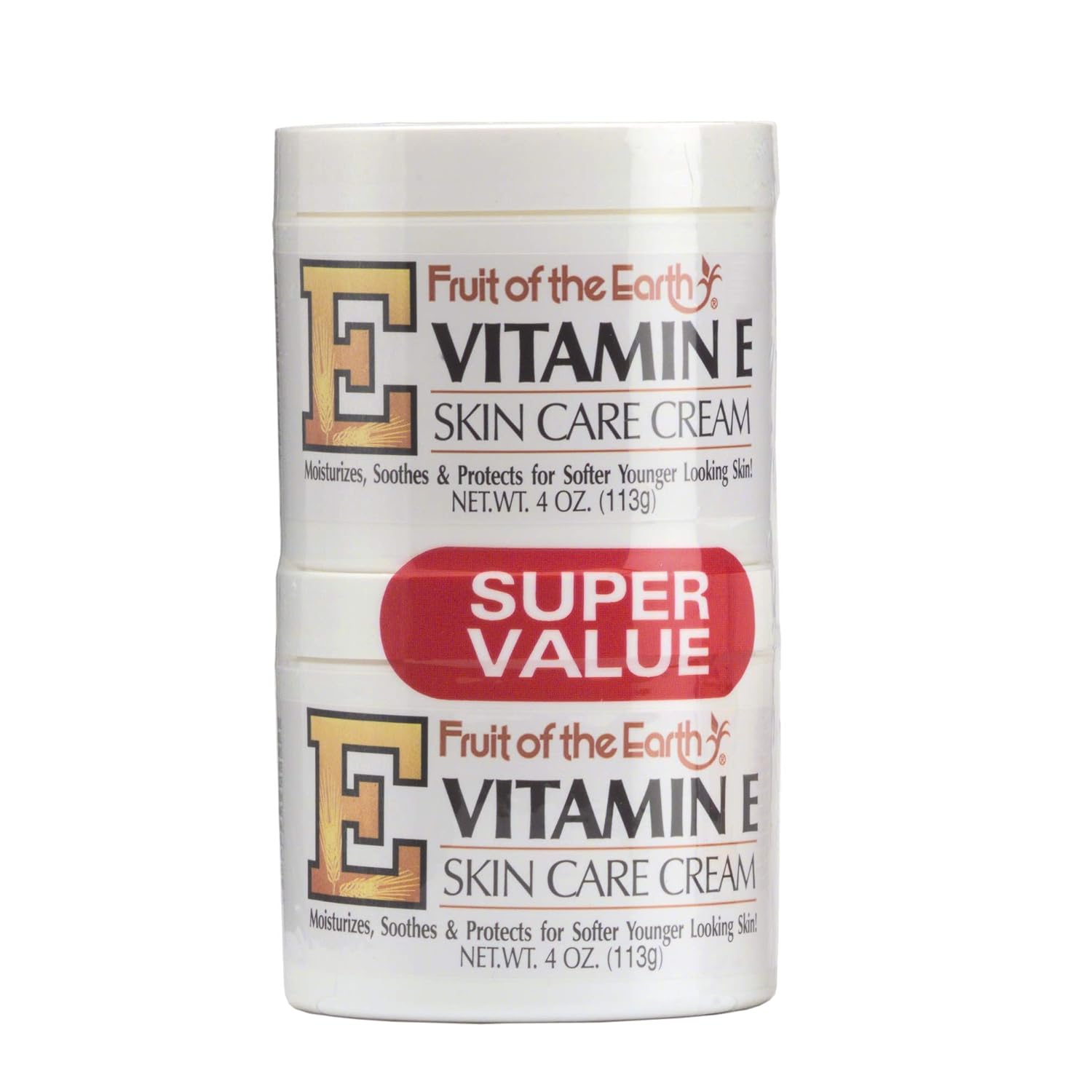Fruit Of The Earth Vitamin-E Cream 4 Ounce Jar - 2 Pack