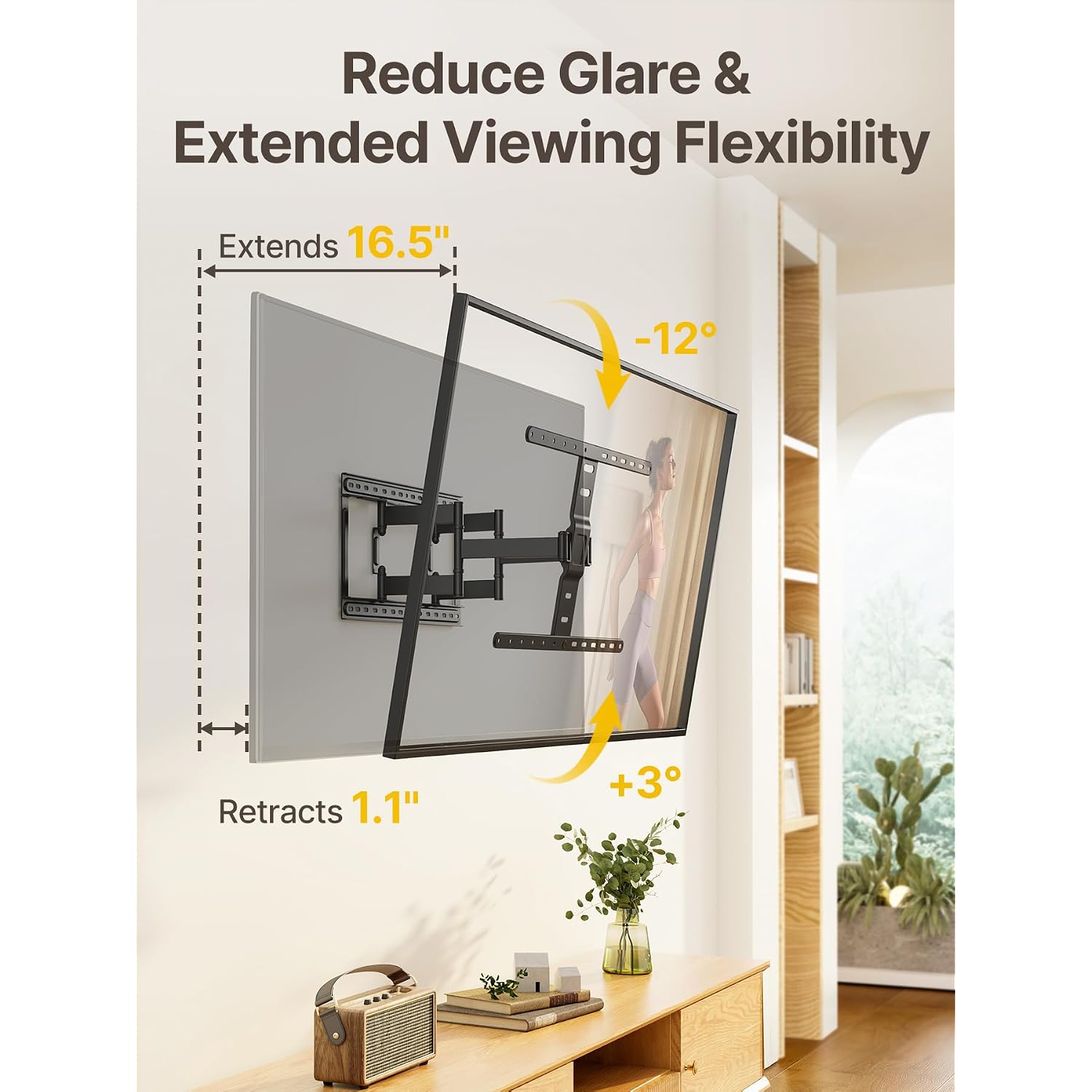 Montek Ultra Slim Tv Wall Mount For 43-90 Inch Tvs | 1.1" Thin Low Profile Full Motion Bracket | Dual Swivel Articulating Arms With Tilt | Max Vesa 600X400Mm | Holds 132Lbs | Fits 16"/18" Studs