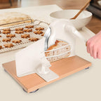 SOWKIPE Manual Bread Slicer with Hand Crank, Classic Home Bread Slicer for Homemade Sourdough, Rotary Slicer with Adjustable Thickness, Premium Stainless Steel & Powerful Suction Cups (White)