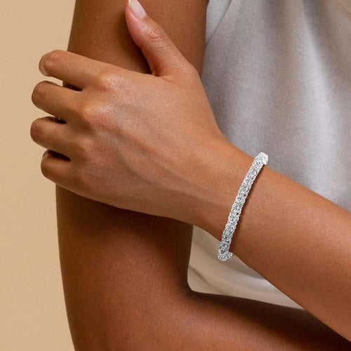 925 Sterling Silver Byzantine Bracelet for Women Chunky Bracelets Handmade Jewelry Gifts for Her