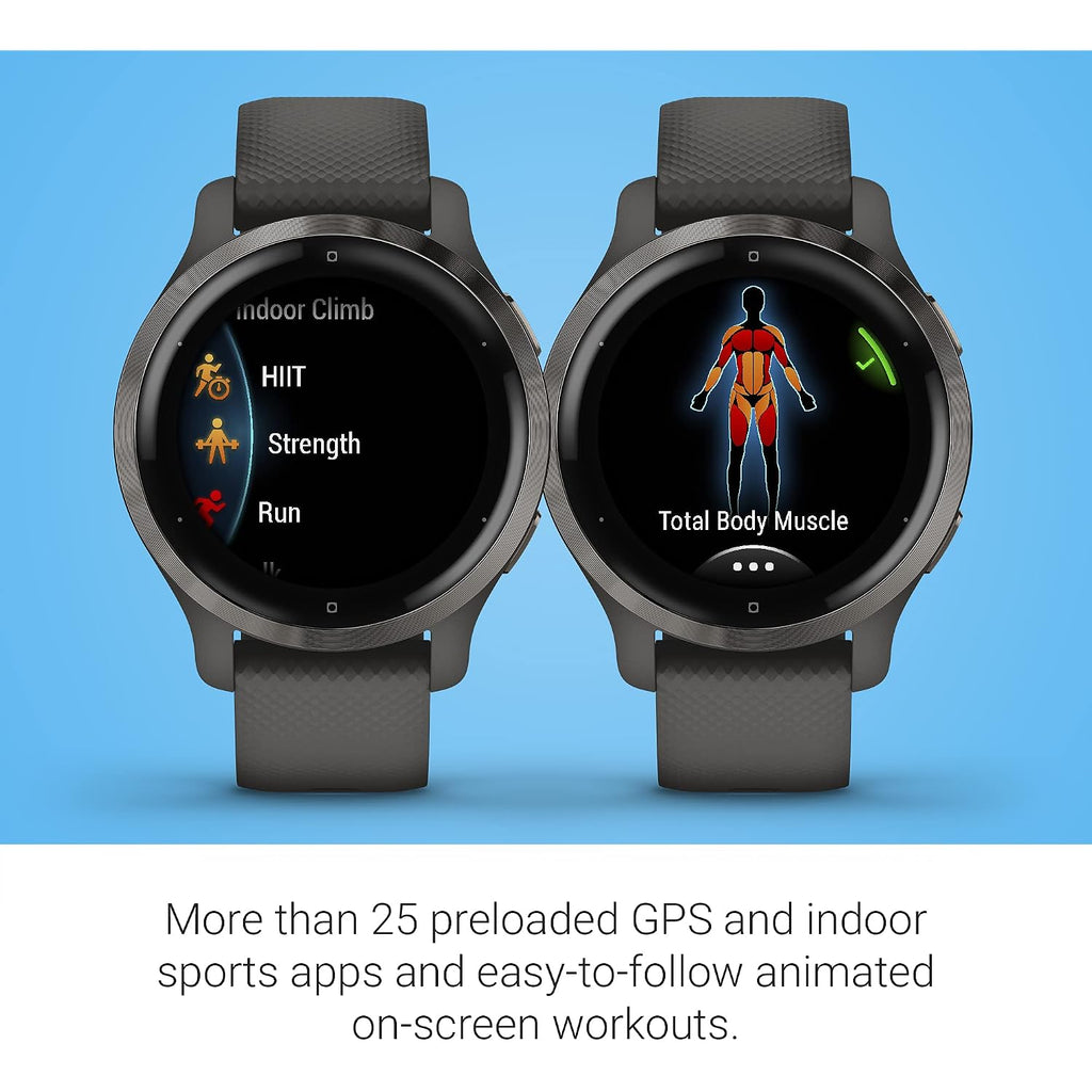 Garmin Venu 2S, Smaller-Sized Gps Smartwatch With Advanced Health Monitoring And Fitness Features, Slate Bezel With Graphite Case And Silicone Band, (010-02429-00) (Renewed)