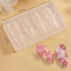 Silicone Nail Molds, 2PCS Reusable Clear 3D Flowers Nail Art Molds with Carving Pen Cherry Blossom Plumeria Hibiscus Flower Nail Design Manicure Template DIY Charms Resin Craft Accessories