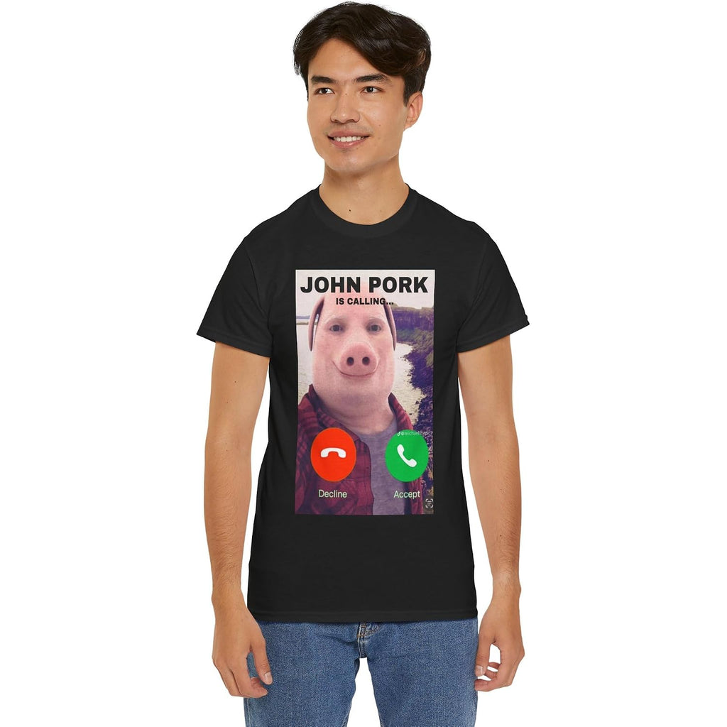 John Pork Funny Answer Call Phone T-Shirt, Brainrot T-Shirt