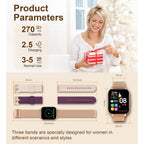 Iaret Smart Watch (Answer/Make Calls), Smart Watches for Women, Fitness Tracker with Heart Rate Sleep Monitor Pedometer Calories, Waterproof Fitness Watch for Android iPhone (Rose Gold)
