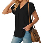 Anyally Women's Summer Tunic Tops Dressy Casual Chiffon Blouses Plus Size Short Sleeve T-Shirts for Leggings