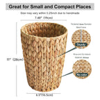 Wicker Trash Can,Small Bathroom Trash Can,Water Hyacinth Wicker Waste Basket For Bathroom,Boho Waste Basket For Bedroom,Home Office,Compact Spaces(2 Gallon Round)