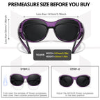 Myiaur Polarized Fit Over Glasses Sunglasses for Women Men, Over Sunglasses with UV400 Protection Anti Glare for Driving A02 Transparent Purple/Grey Lens