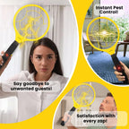 Devogue® Electric Fly Swatter - Weight Like Apple - 2Aa Battery Powered (Not Incl.) - 3-Layer Protection Grid Bug Zapper Racket For Home Bedroom Kitchen Office Backyard Patio Indoor Outdoor