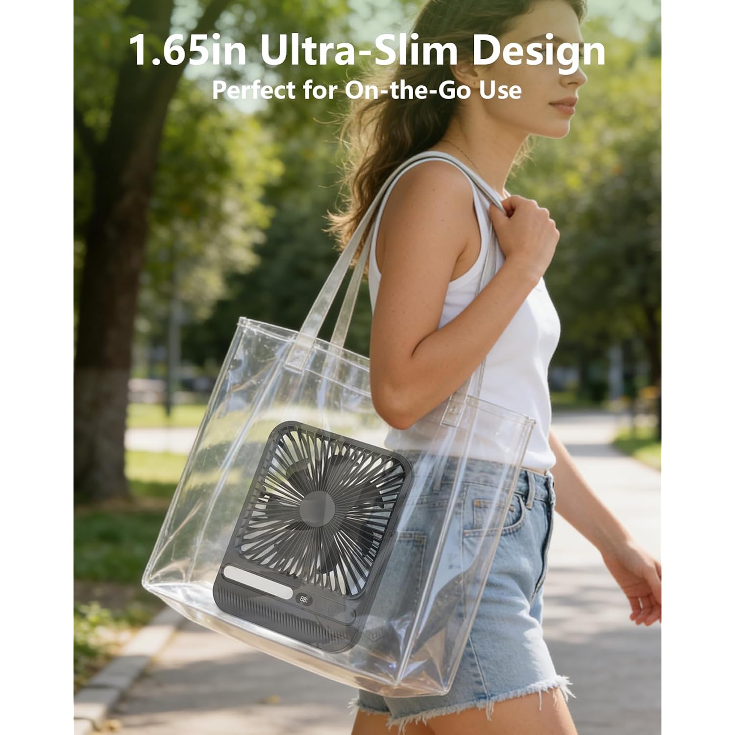 8000Mah 28Hrs Portable Travel Fan With Timer&Light, Ultra-Thin,7In | 28H Max Cooling Time,<42Db Quiet For Sleeping,Cruise Approved,4 Speeds,Led Display,Battery Powered Fan For Hotel Office