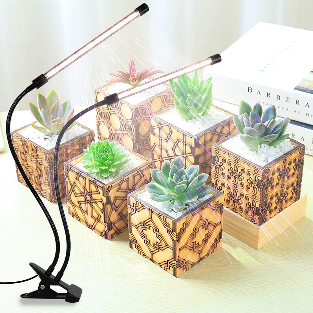 Led Grow Light,6000K Full Spectrum Clip Plant Growing Lamp With White Red Leds For Indoor Plants,5-Level Dimmable,Auto On Off Timing 4 8 12Hrs