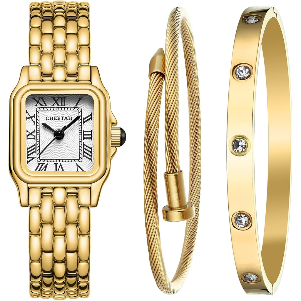 Cheetah Women’S Gold Bangle Watch And Bracelet Set