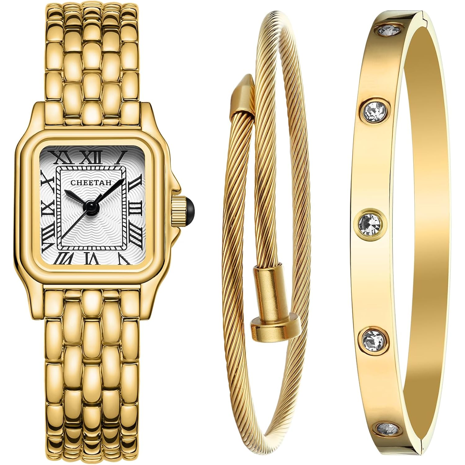 Cheetah Women’S Gold Bangle Watch And Bracelet Set