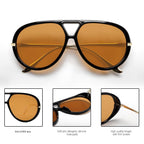 GUVIVI Retro Gold Aviator Sunglasses for Women Men, 2026 Metal Oversized 70s Aviators Black Vacation Beach Sun Glasses