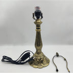 Tiffany Style Metal Table Lamp Base, 18'' Aluminum, Fits 12'' Tiffany Stained Glass Lampshades, E26 Bulb, Push Button