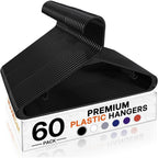 House Day Black Plastic Hangers 60 Pack, Clothes Hangers With Non Slip Hooks, Durable & Space Saving Coat Hanger, Light-Weight Clothing Hanger, Perfect Closet Organizer For Everyday Use