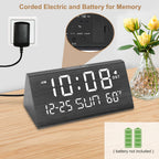 Dreamsky Digital Alarm Clocks For Bedrooms - Wooden Desk Clock With Date, Day Of Week, Usb Port, Temperature, Dimmer For Bedside Table, Living Room, Office, Adjustable Volume, Auto Dst, Wood Decor