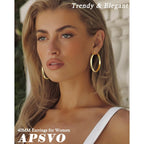 Apsvo Hoop Earrings for Women, 5mm Wide 14K Gold Plated/Silver Hoop Earring Hypoallergenic 925 Sterling Silver Earrings Lightweight Large Earrings for Women