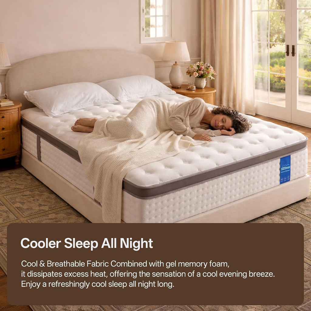 12 Inch Queen Mattress - Hybrid Mattress In A Box, Memory Foam Mattress With Pocket Springs, Medium Firm, Pressure Relief & Motion Isolation, Certipur Us Certified