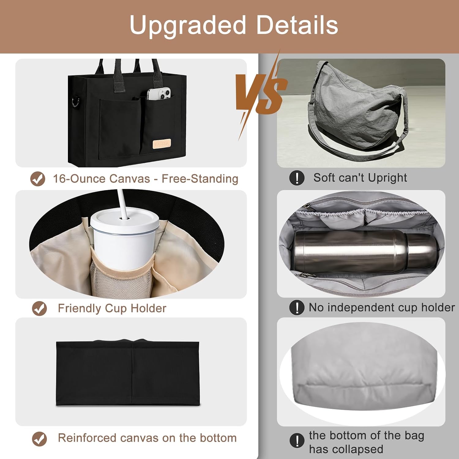 Gassda Canvas Tote Bag For Women Crossbody Work Purse With Pockets Top Handle Handbag Satchel Bags For Travel Nurse Teacher