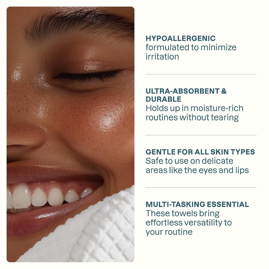 Cliganic Clean Face Towels Xl, Disposable, Ultra-Absorbent, Hypoallergenic & Soft - Makeup Remover Dry Wipes, Pamper Your Face, Feel Fresh & Radiant, Hygienic Towelettes, For All Skin Types (50 Ct)
