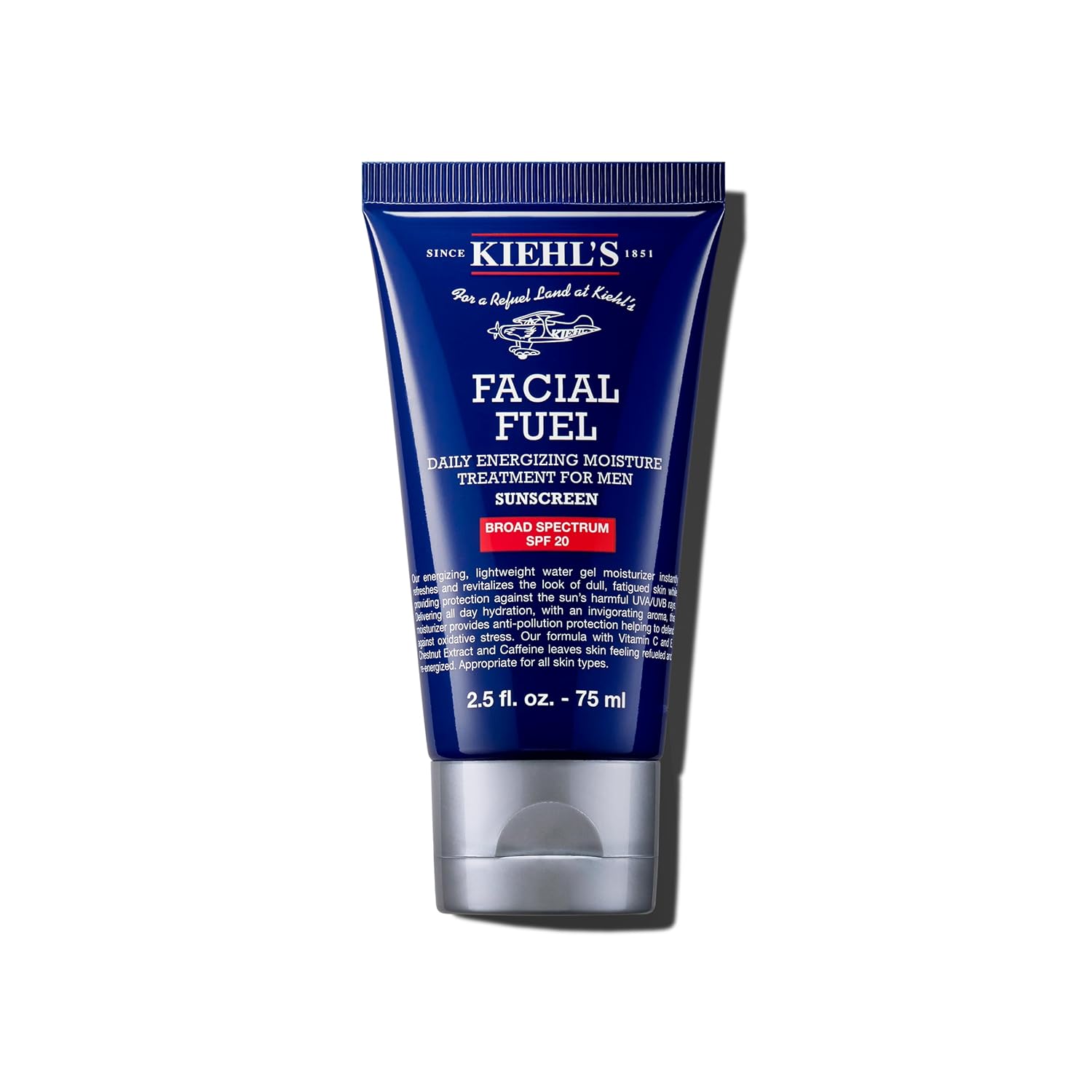 Kiehl'S Facial Fuel Moisturizer With Spf 20 For Men, Energizing Face Moisturizer For Dull Skin, Non-Greasy Feel, Hydrating Lotion And Broad Spectrum Sunscreen, With Caffeine, Vitamin C & Vitamin E