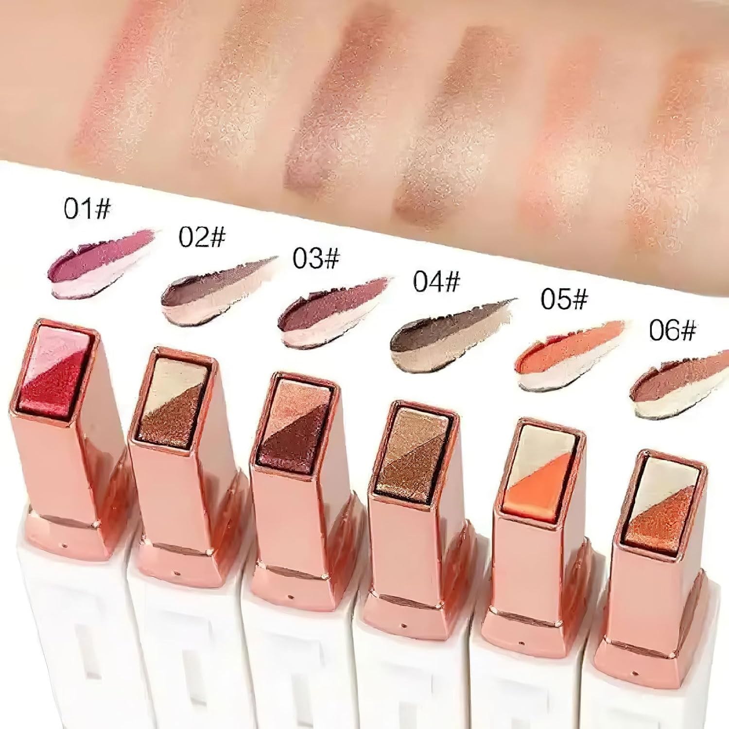 6 Color Eyeshadow Stick Set, Pink, 3 Pcs