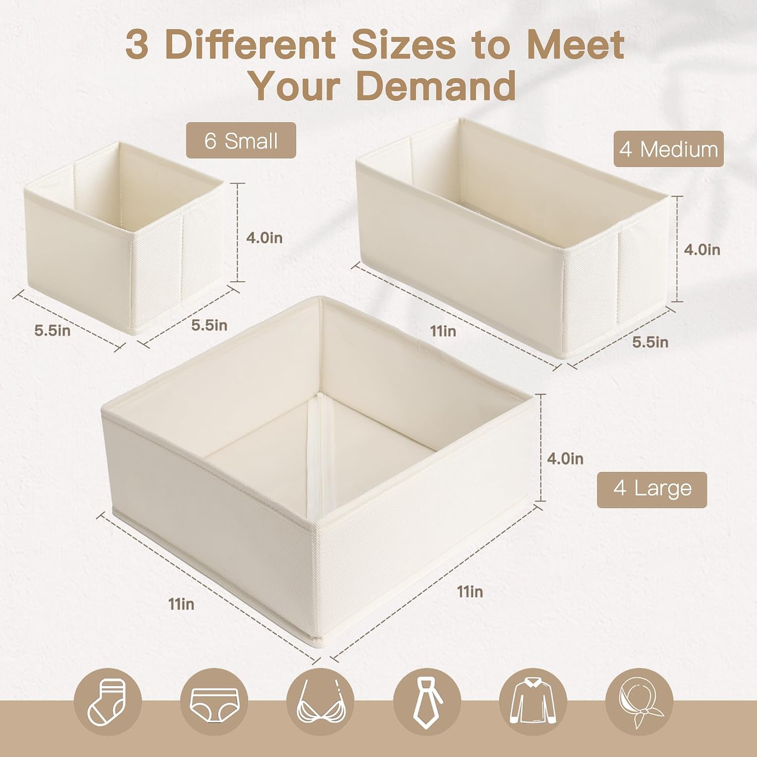 Drawer Organizer Clothes, 14 Pack Dresser Organizer For Baby Clothes, Underwear, Sock- Foldable Closet Organization And Storage Dividers Bins For Nursery, Bedroom And Dorm (Beige)