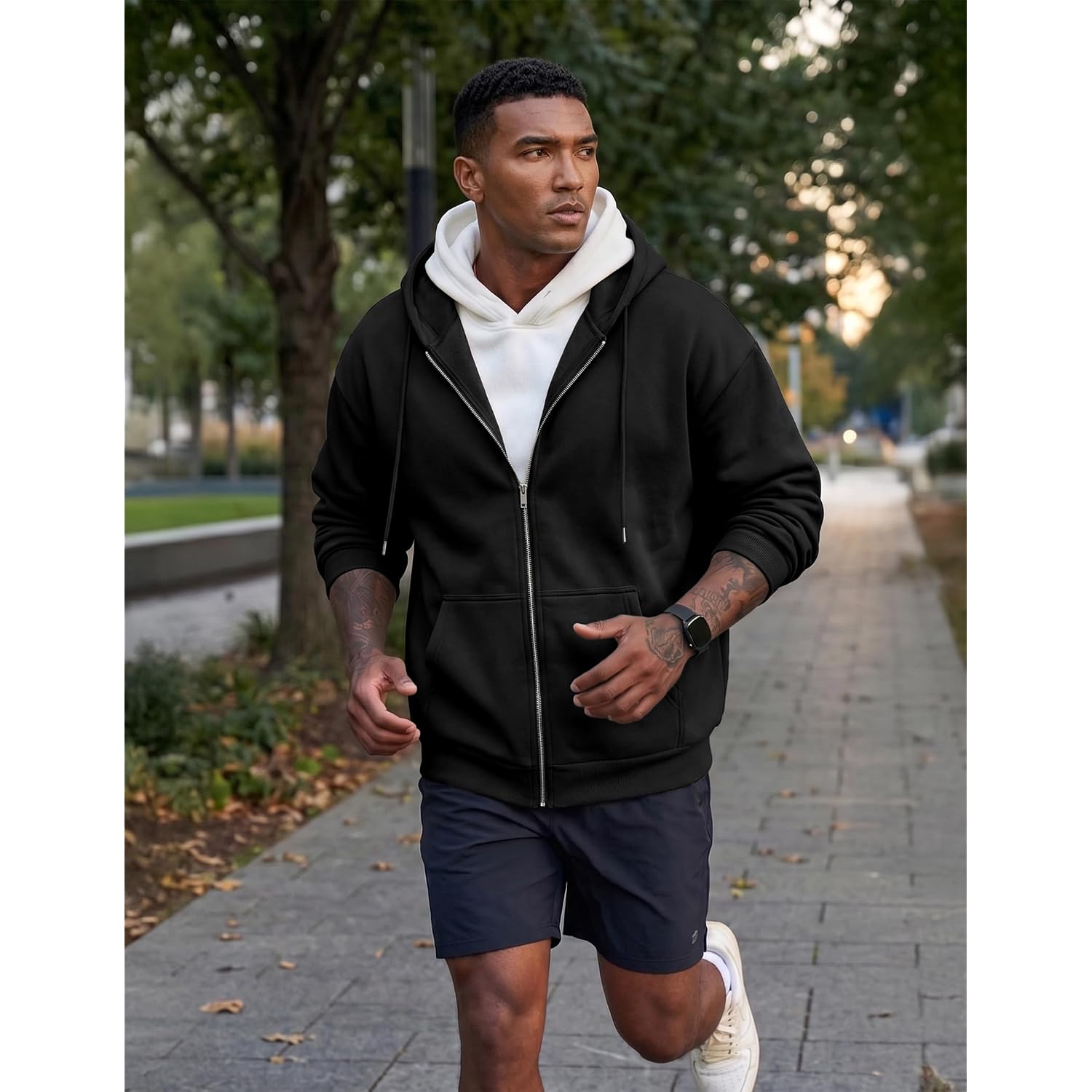 Jmierr Mens Full Zip Casual Cotton Hooded Fleece Drawstring Hoodies Pullover Sweatshirts Casual Long Sleeve Shirts