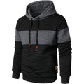 Qichic Men’S Sweatshirts Long Sleeve Pullover Patchwork Plaid Jacquard Hoodie Casual Drawstring Hoody Top