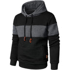 Qichic Men’S Sweatshirts Long Sleeve Pullover Patchwork Plaid Jacquard Hoodie Casual Drawstring Hoody Top