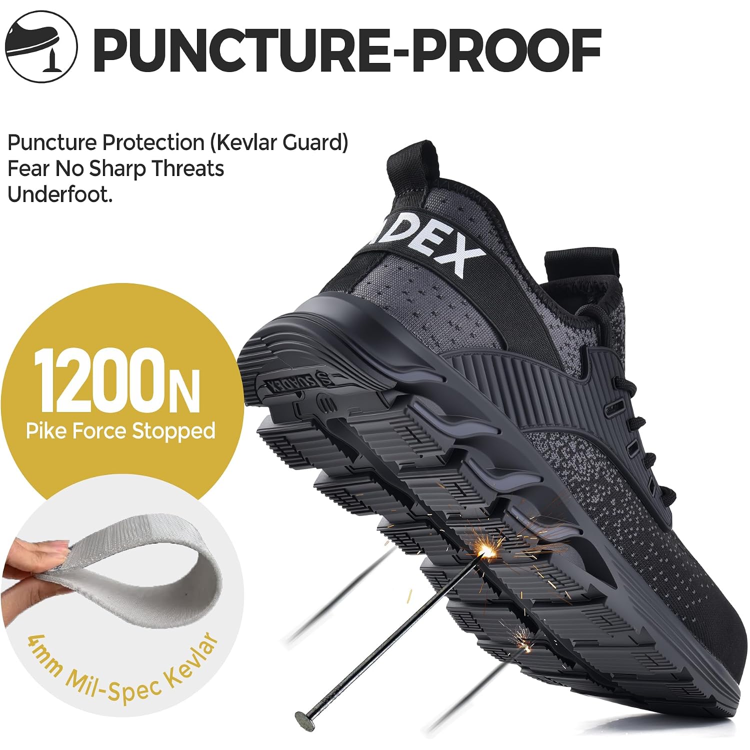 Suadex Steel Toe Sneakers For Men Women Indestructible Work Safety Shoes Lightweight Comfortable Slip Resistant Composite Toe