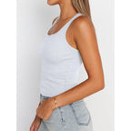 Trendy Queen Womens Crop Tank Tops Square Neck Ribbed Sleeveless Basic Slim Fitted Y2k Shirts Summer Going Out Clothes