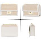 Kkxiu Women Small Straw Beach Bag Crossbody Bag Summer Shoulder Bag Beach Handbag Vegan Leather Purse