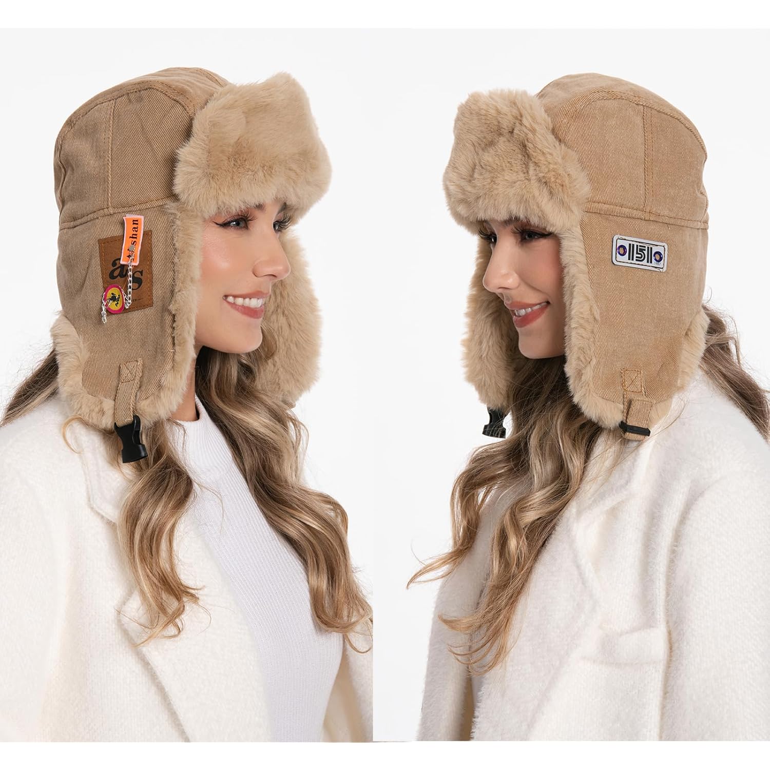 Winter Trapper Hat with Windproof Ear Flaps,Women Men Faux Fur Bomber Hat, Thermal Aviator Cap for Outdoor Skiing Hunting