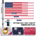American Flag With Pole For House Outside, Including 5Ft Heavy Duty Flag Aluminum Poles Kit And 100% Polyester 3X5 Ft Us Flag, No Tangle Spinning Pole And Multi-Position Flag Pole Bracket