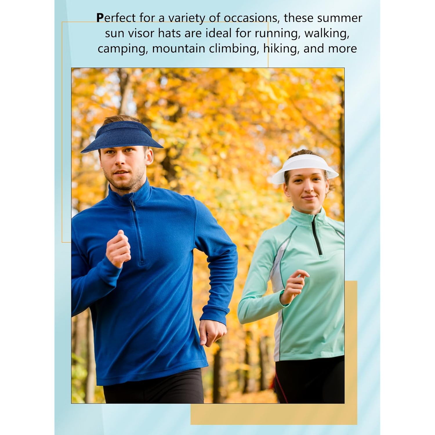 6 Pack Adult Sun Visor Hats Wide Brim Sun Visors UV Protection Summer Beach Visor for Women Girls Outdoor Running