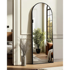 Arched Full Length Mirror, 56"X15" Standing Body Mirror For Wall, With Aluminum Alloy Frame For Bedroom, Living Room, Dressing Room(Black)