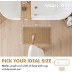 MIULEE Set of 2 Waffle Bathroom Rugs, Boho Bath Rugs Non Slip Washable, Super Absorbent Bath Mats, Ultra Soft Rubber Backed Shower Mats for Bathroom Floor, Tub and Shower, Brown, 18x30 Inch