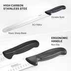 Rondauno Brisket Knife, Carving Knife for Meat with 12 Inch Ultra Sharp Slicing Knives for Cutting BBQ, Turkey and Roast, Premium High Carbon Stainless Steel