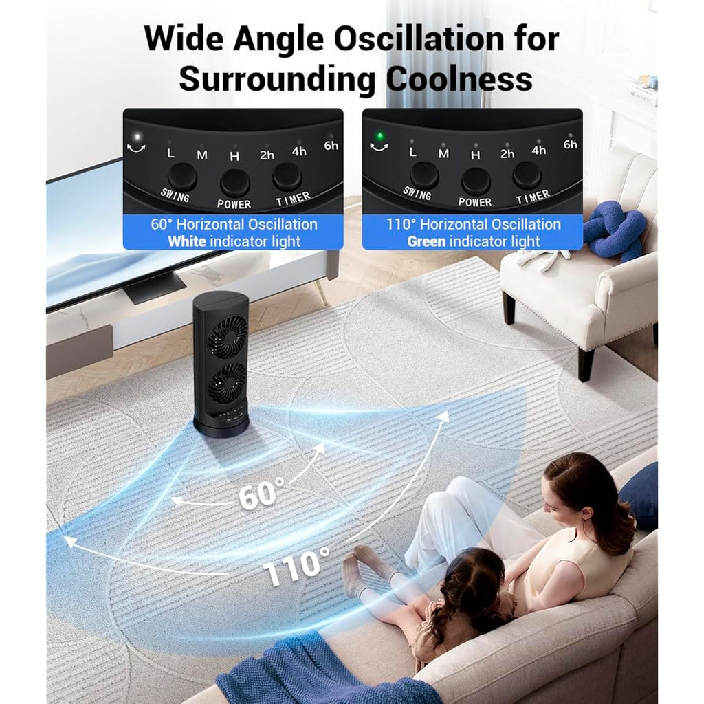 Personal Tower Cooling Fans That Blow Cold Air, Standing Small Desk Fan With 3 Speeds & Timer, 60° & 110° Oscillating Table Fan, Quiet And Safe Electric Floor Fan For Bedroom, Bedside, Home, Office