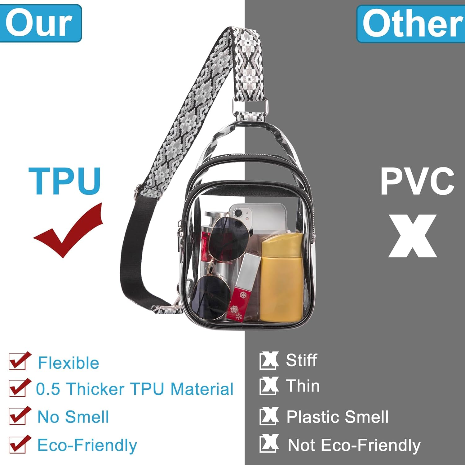 CLUCI Clear Bag for Stadium Events, Clear Crossbody Bag, Transparent Purses
